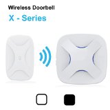 Wireless Doorbell Plusinno Physen Series Wireless Doorbell 500 Ft Range with Waterproof Doorbell Push Buttons No Batteries Required for Receiver 52 Melodies Chimes and Bells Pushbutton White