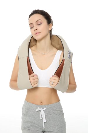 Amzdeal Neck Massager & Back Massager with Heat and Timing Function, Neck and Shoulder Massager for Home, Office and Car Use