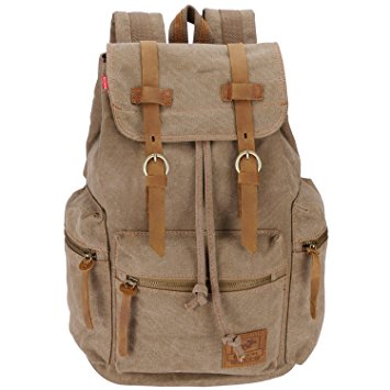 BESTOPE Canvas Backpack Unisex Rucksack Vintage Knapsack, College School Bags Casual Daypacks, Hiking Travel Shoulder Bag for Hiking/Camping/Outdoors