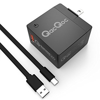 Quick Charge 2.0,18w Single Port USB Wall Charger with Qualcomm Certified for Samsung Galaxy S6, S6 Edge and More; Includes a 3.4ft Quick Charge Micro USB Cable(black)
