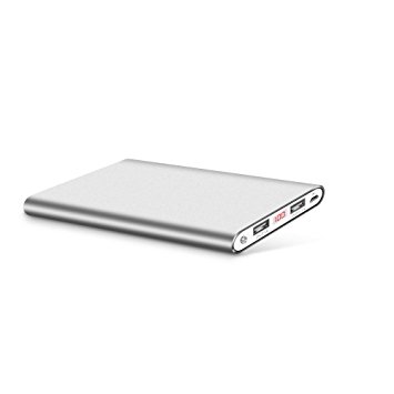 Polanfo 12000mAh Power Bank Portable Charger External Battery-silver