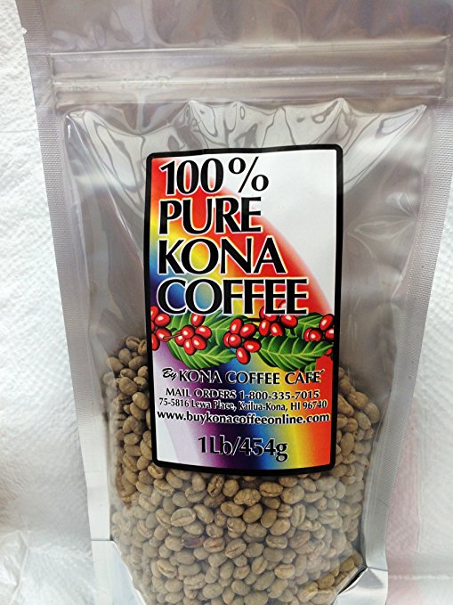100% Kona Extra Fancy Grade Green Coffee Beans - 1 pound unroasted