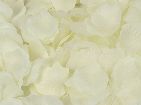 123zero Artificial Silk Rose Flower Petals （2000 Pcs) for Party and Wedding Bridal Decoration (Ivory)