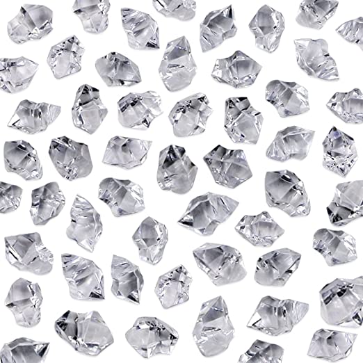 Neworkg 500 Pieces Acrylic Clear Ice Rock Crystals Treasure Gems for Table Scatters, Vase Fillers, Event, Wedding, Birthday Decoration Favor, Arts & Crafts
