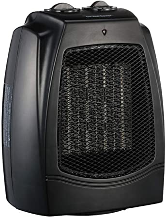 PUPZO Ceramic Space Heater 750W/1500W Oscillation Adjustable Thermostat Tip-Over & Overheat Protection for Office and Indoor Use Black