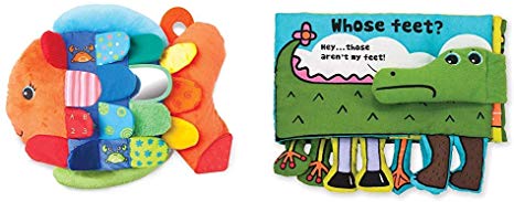 Melissa & Doug Flip Fish Baby Toy (Developmental Toy, Best for Babies and Toddlers, All Ages) & Soft Activity Book - Whose Feet (Developmental Toys, Best for Babies & Toddlers, All Ages)