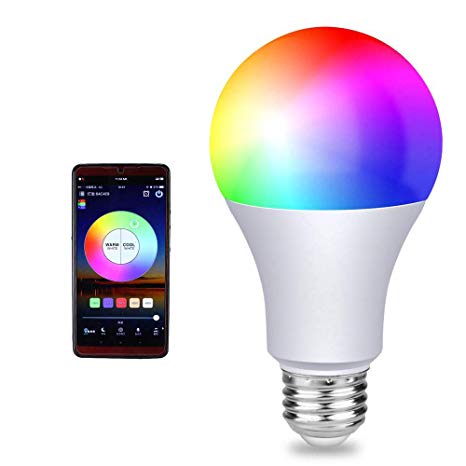 WiFi LED Light Bulb Compatible with Alexa Google Assistant and IFTTT E27 E26 A19 RGBW Multicolor Dimmable APP Voice Control