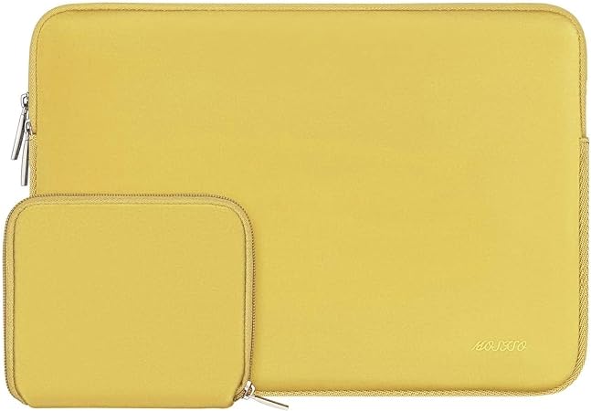 MOSISO Laptop Sleeve Compatible with MacBook Air 13 inch M3 A3113 M2 A2681 M1 A2337 A2179 A1932 / Pro 13 M2 M1 A2338 A2251 A2289 A2159 A1989 A1706 A1708, Neoprene Bag with Small Case, Yellow