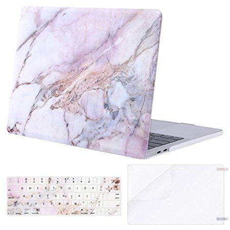 Mosiso MacBook Pro 13 Case 2017 & 2016 Release A1706/A1708, Plastic Pattern Hard Case Shell with Keyboard Cover with Screen Protector for Newest MacBook Pro 13 Inch, Colorful Marble