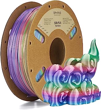 3D Printer Filament，Enisina Silk Rainbow PLA Filament 1.75mm with Gradient Five Colors，Compatible for FDM 3D Printer