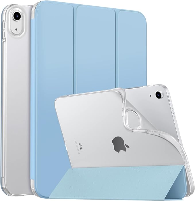 MoKo Case for New iPad 10th Generation Case 2022, iPad 10.9 Case with Soft TPU Translucent Frosted Back Cover, Slim Shell Stand Protective Case with Auto Wake/Sleep, Support Touch ID, Sunny Sky Blue