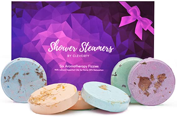 Cleverfy Shower Steamers Birthday Gifts For Her - [6x] Shower Bombs With Essential Oils for Aromatherapy and Stress Relief - Great Gifts For Women, Anniversary Gifts For Her, Birthday Gifts For Women