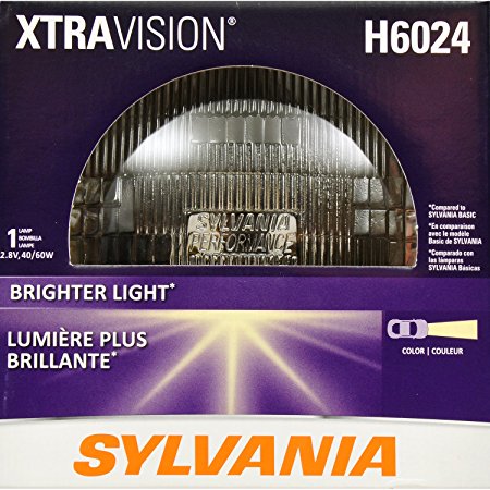 SYLVANIA H6024 XtraVision Halogen Sealed Beam Headlight (7" Round) PAR56, (Contains 1 Bulb)