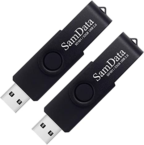 SamData 32GB USB Flash Drives 2 Pack 32GB Thumb Drives Memory Stick Jump Drive with LED Light for Storage and Backup (2 Pack Black)