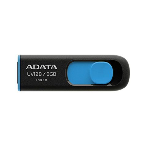 ADATA UV128 8GB USB 3.0 Retractable Capless Flash Drive, Blue (AUV128-8G-RBE)