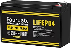 12V 7Ah Lithium LiFePO4 Battery - Replacement Sealed Lead-Acid Batteries, Built-in 7A BMS, 2000  Deep Cycles Iron Phosphate Battery for Solar System, Scooter, Kid's Ride-on Toys and More