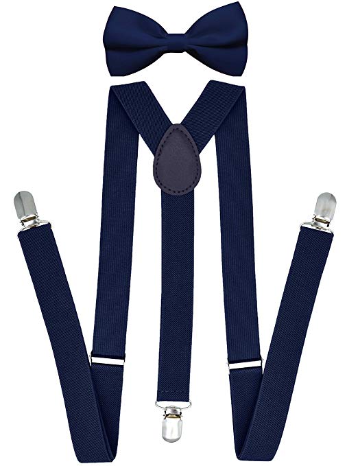 Trilece Suspenders for Men with bowtie set - Boys Women Adults - Adjustable Elastic Y Back Style Suspender Bow Tie