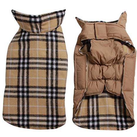 JoyDaog Reversible Plaid Dog Coat(7 Sizes) Waterproof Windproof Warm for Cold Weather Dog Jacket