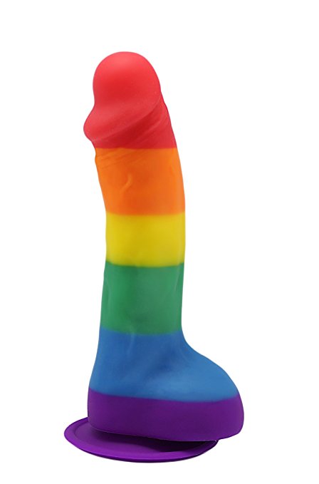 Pride Dildo - The 8" Silicone Rainbow Dildo With Balls & A Suction Cup