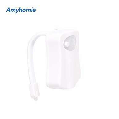 Toilet Night Light, Amyhomie Motion Activated Nightlight, Toilet Bowl Light with Motion Sensor (8 Color Changing)