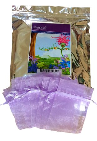 Zziggysgal 1/2 Lb Dried French Lavender with 10 Drawstring Sachets, Factory Sealed in Triple Foil Re-closable Bag.