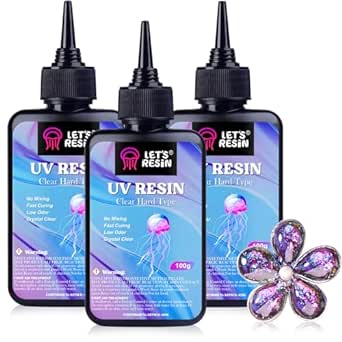 LET'S RESIN UV Resin, 300g Low Viscosity Crystal Clear Thin UV Resin Kit, Quick-Curing & Low Shrinkage Ultraviolet Epoxy Resin for Crafts, Casting, UV Resin Molds