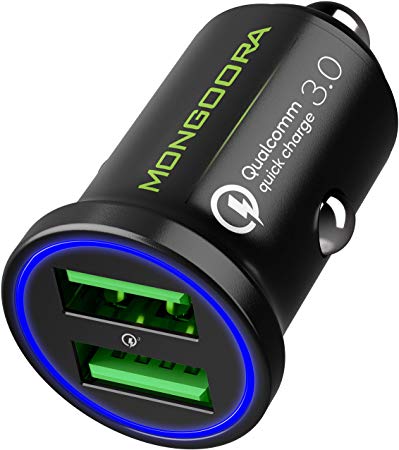 2019 Car Charger by MONGOORA - Qualcomm Quick Charge 3.0 Dual USB 6A/36W Fast Car Charger Adapter - Two Ports QC 3.0 3A - Compatible with Any iPhone - Galaxy S10 S9 S8 S7 S6 Note LG Nexus Pixel etc.