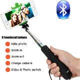 Acctrend Selfie Stick Sf-01 Wireless Selfie Stick Selfie Sticks Best Selfie Stick Bluetooth Selfie Stick Quick Snap Monopod Selfie Stick for IOS and Android 5 Buttons Full Function