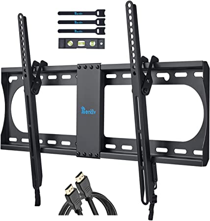 RENTLIV Tilt TV Wall Mount TV Bracket for Most 37-70 Inch LED, LCD, OLED, Plasma Flat Panel TVs Low Profile TV Mounts with Max VESA 600x400mm up to 132 lbs loading Fits for 16” 18” 24” Wood Studs Easy Installation