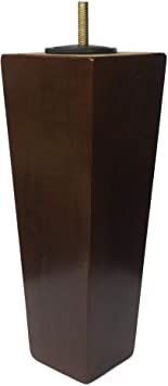 8" Wood Tapered Dark Walnut Sofa/Chair/Ottoman [5/16" Bolt] Replacement Legs - Set of 4