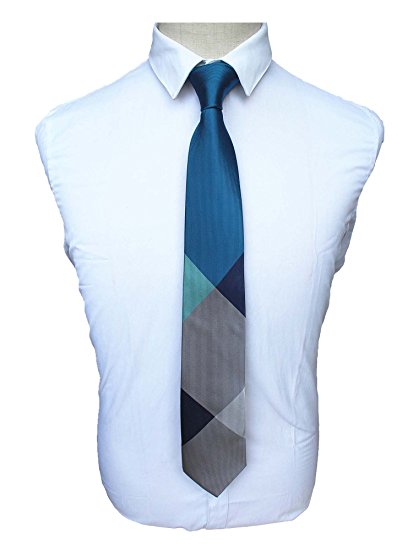 JEMYGINS Solid Plaid Silk Ties for Men Classic Formal Necktie