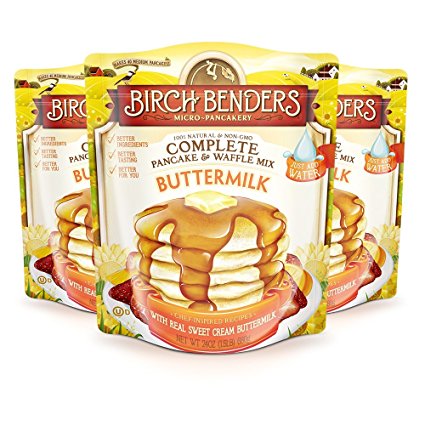 All Natural Buttermilk Pancake and Waffle Mix by Birch Benders, Made with Real Sweet Cream and Buttermilk, Non-GMO Verified, 72 Ounce (24oz 3-pack)