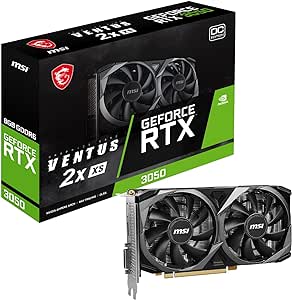 MSI Gaming GeForce RTX 3050 8GB GDRR6 128-Bit HDMI/DP PCIe 4 Torx Twin Fans Ampere OC Graphics Card (RTX 3050 Ventus 2X XS 8G OC) (Renewed)