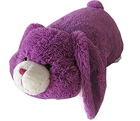 Purple Bunny Zoopurr Pets 19" Large, 2-in-1 Stuffed Animal and Pillow | Expandable Cushion | Premium Soft Plush Cute Toy Travel Comfort | Great Present for Toddlers & Kids