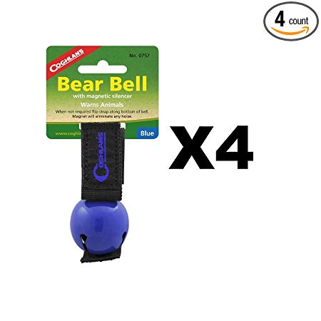 Coghlan's Bear Bell Blue w/Magnetic Silencer & Loop Strap Warns Animals (4-Pack)