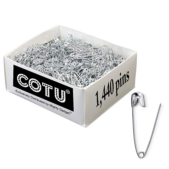 1440 Count COTU (R) Silver Safety Pins (1.1 inch)