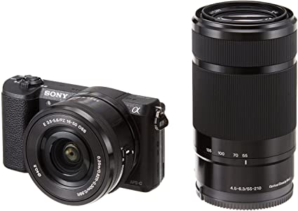 Sony SONY Mirror-Less Single-Lens α5100 Double Zoom Lens kit E PZ 16-50mm F3.5-5.6 OSS   E 55-210mm Black ILCE-5100Y-B