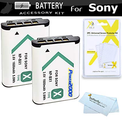 2 Pack Replacement NP-BX1 Battery Kit for Sony DSC-RX100M III DSC-RX100M IV DSC-RX1 DSC-HX300 DSC-WX300 DSC-HX50V Camera HDR-CX240 HDR-AS15 HDR-AS30V HDR-CX440 HDR-CX405 HDR-PJ440 FDR-X1000V AS200V