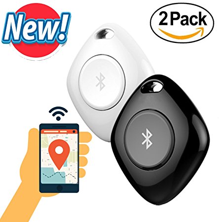2 Pack Set Smart Key Finder Bluetooth Tag GPS Tracker for Key Wallet Kids Pet Dog Cat Child Bag Phone with Remote Camera Shot (001 Square 2Pack)