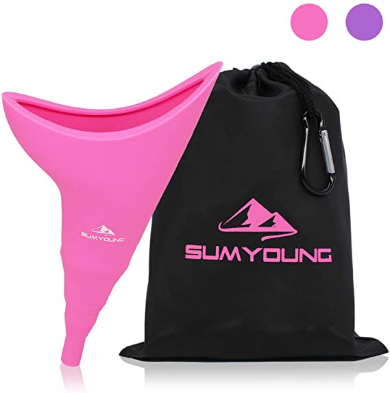 Female Urination Device, Foolproof Female Urinal Allows Women to Pee Standing Up, Portable, Compact, Lightweight Design for Camping, Hiking, Music Festivals, with Drawstring Bag and Carabiner
