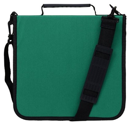 288 Capacity CD/DVD Carrying Case - Green - with New and Improved Inserts, double the thickness and all tabs pulled
