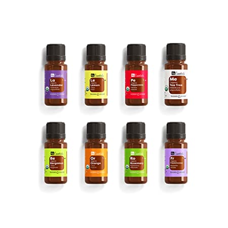 N8 Essentials Pure Essential Oils Kit, 8 Count, 5ml, USDA Certified Organic