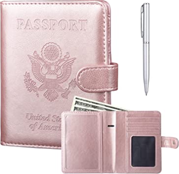 GOAUS Passport Holder with Vaccine Card Slot, RFID Blocking Passport and Vaccine Card Holder Combo, Travel Wallet Cover Case Book with Snap Closure