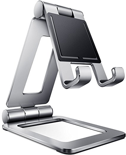 Cell Phone Stand, Adjustable Phone Stand, Foldable Holder, Multi-Angle Cradle for Switch, iPhone,iPad Mini Charging , All Android Phone, Tablets, Kindle , Universal Accessories Desktop- Silver