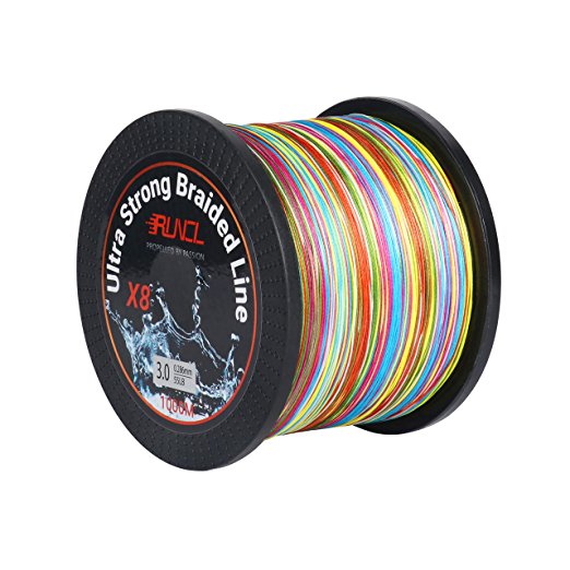 RUNCL Braided Fishing Line with 8 Strands, Ultra Strong Braided Line Zero Stretch Smaller Diameter Multiple Colors 1093Yds/1000M 546Yds/500M 328Yds/300M 109Yds/100M for Freshwater Saltwater Fishing