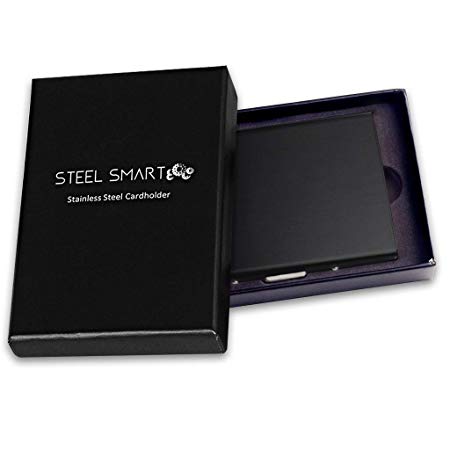 Cinza RFID Stainless Steel Card Holder, Slim Metal Wallet for Men and Women, Protection for your Bank and ID Cards against Cyber Fraud, Comes with a Giftbox