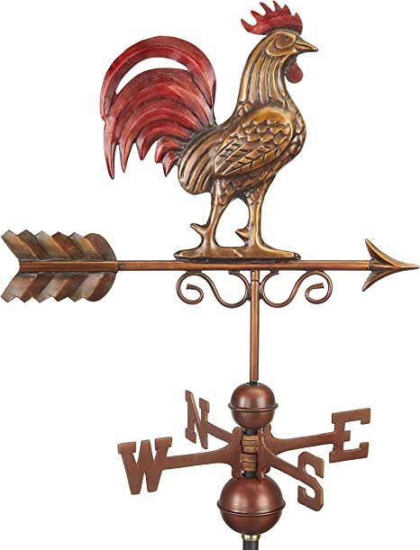 Good Directions 1975RED Bantam Red Rooster Weathervane, Pure Copper Hand Finished Multi-Color Patina