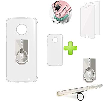 Case for Motorola Moto G6 Plus XT1926 Metal Ring Holder Stand Case Cover   2 Pack Tempered Glass Screen Protector CP