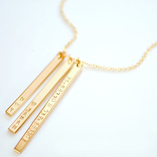 Three Skinny Bar Necklace - Vertical Bar Necklace in Gold Filled , Rose Gold or Sterling Silver