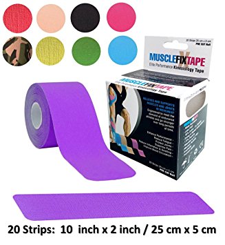 Kinesiology Therapeutic Tape Precut Roll | Recovery Sports Athletic Physio Therapy Injury Support | Elastic Breathable Cotton Water Resistant Strong Adhesive | Tendon Joint Ligament Muscle Pain Relief